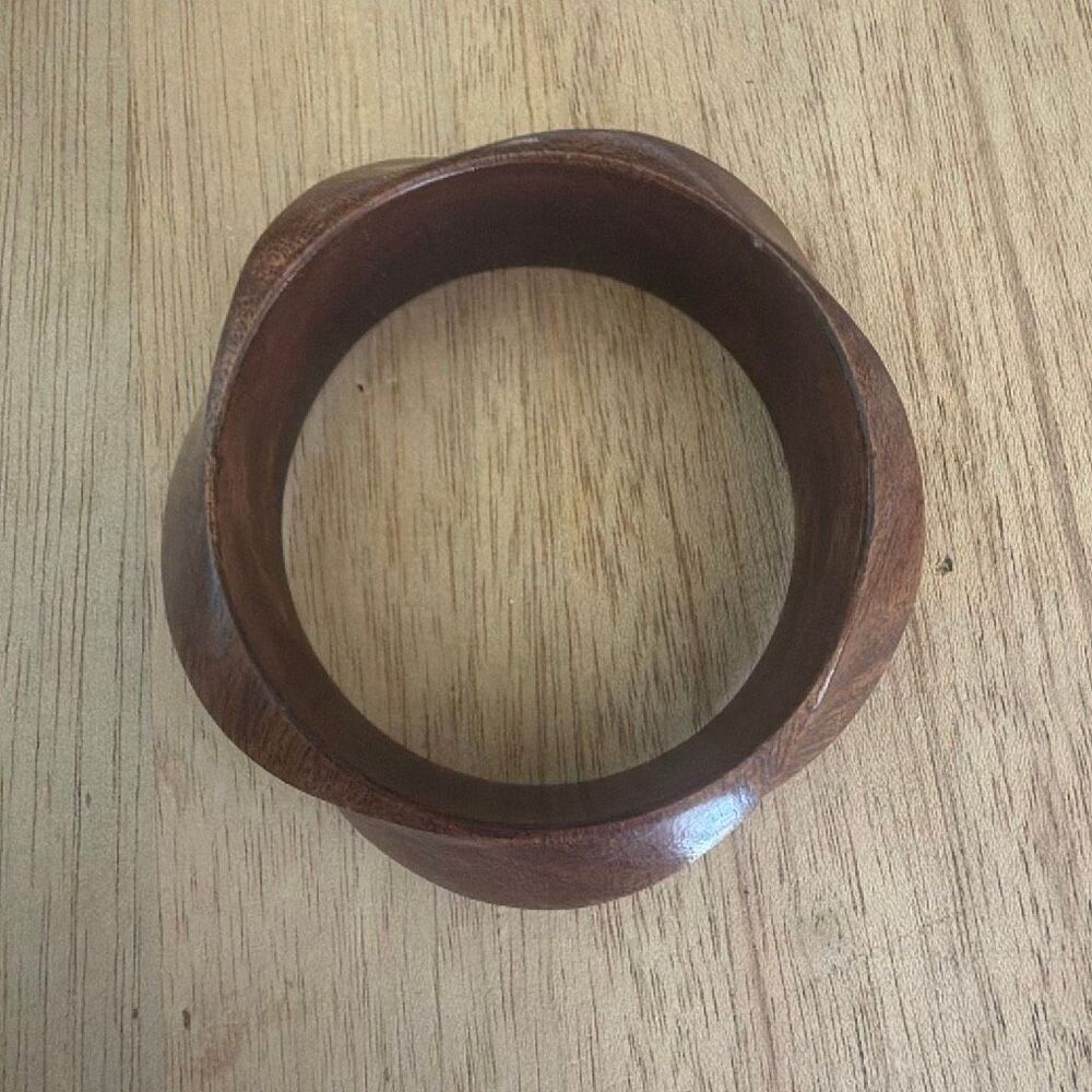 Stunning wood carved bangle bracelet